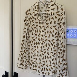 Emerson Fry cream Blouse with Tiger Print